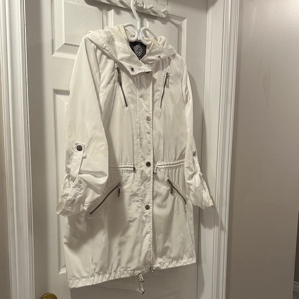 VINCE CAMUTO Cream/Off-White Hooded Utility Jacket Sz M Quality Feminine Classic - Picture 4 of 15